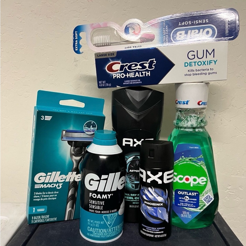 Crest Gum Detoxify + Gillette & AXE Men Grooming Bundle